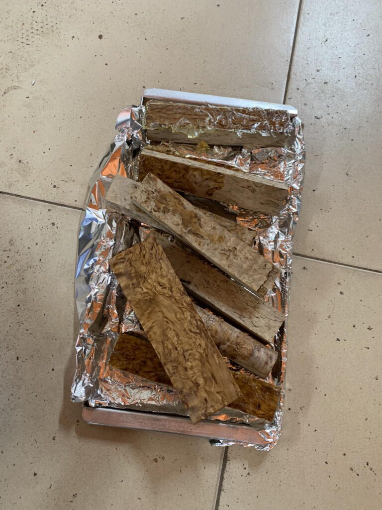 Raw wood blocks prepared for shaping into wa handles