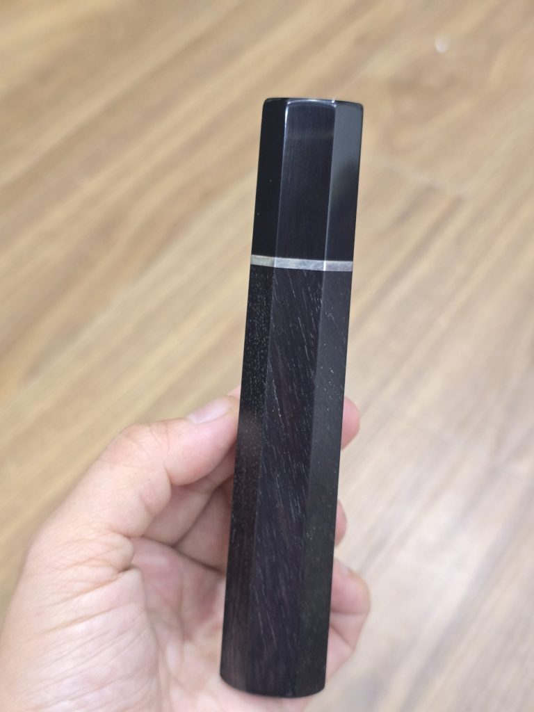 Ebony wa handle with black buffalo horn ferrule