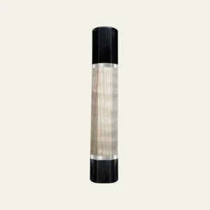 Curly Maple & Black Buffalo Horn Wa Handle with White Nickel Ring 3 mm, White Nickel End Ring 3 mm and Horn End Cap