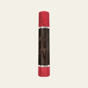 African Blackwood & Pink Coral Wa Handle with White Nickel Ring 3 mm, White Nickel End Ring 3 mm and Pink Coral End Cap