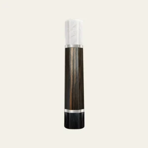 Macassar Ebony & White Stone Wa Handle with White Nickel Ring 3 mm, White Nickel End Ring 3 mm and Horn End Cap