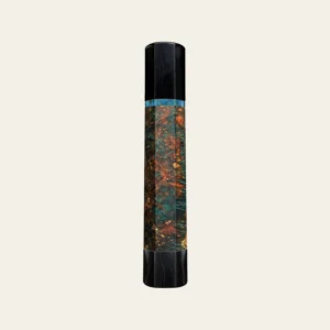 Stabilized Maple & Black Buffalo Horn Wa Handle with Turquoise Ring 3 mm and Horn End Cap
