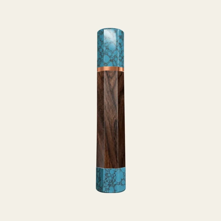 Rosewood & Turquoise Wa Handle with Red Copper Ring 3 mm and Turquoise End Cap