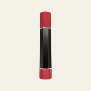 Ebony & Pink Coral Wa Handle with White Nickel Ring 1.5 mm, White Nickel End Ring 1.5 mm and Pink Coral End Cap