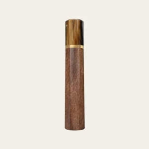 Walnut & Marbled Buffalo Horn Wa Handle with Brass Ring 3 mm