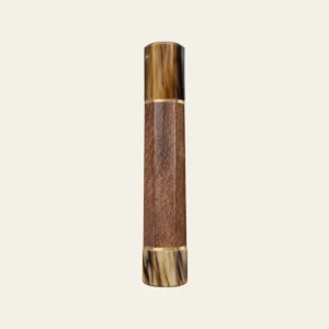 Walnut & Marbled Buffalo Horn Wa Handle with Brass Ring 1.5 mm, Brass End Ring 1.5 mm and Marbled Horn End Cap