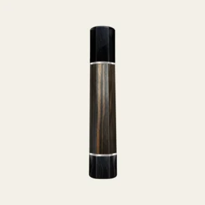 Macassar Ebony & Black Buffalo Horn Wa Handle with White Nickel Ring 1.5 mm, White Nickel End Ring 1.5 mm and Horn End Cap