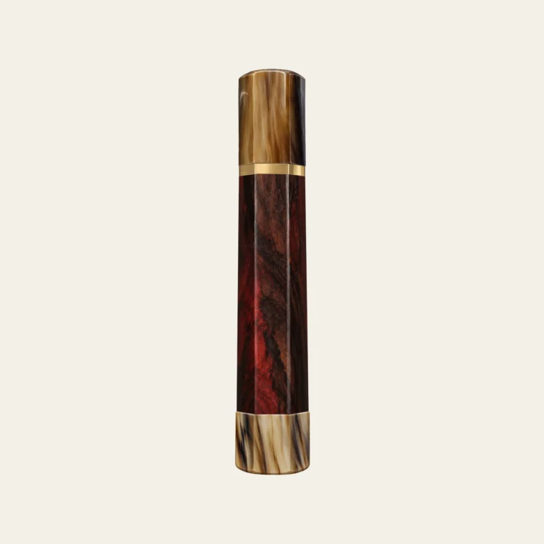 Siamese Rosewood & Marbled Buffalo Horn Wa Handle with Brass Ring 3 mm and Marbled Horn End Cap