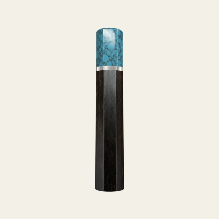 Ebony & Turquoise Wa Handle with White Nickel Ring 3 mm