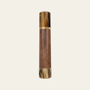 Walnut & Marbled Buffalo Horn Wa Handle with Brass Ring 3 mm and Marbled Horn End Cap