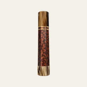 Snakewood & Marbled Buffalo Horn Wa Handle with 2 Brass Rings 1.5 mm and Marbled Horn End Cap