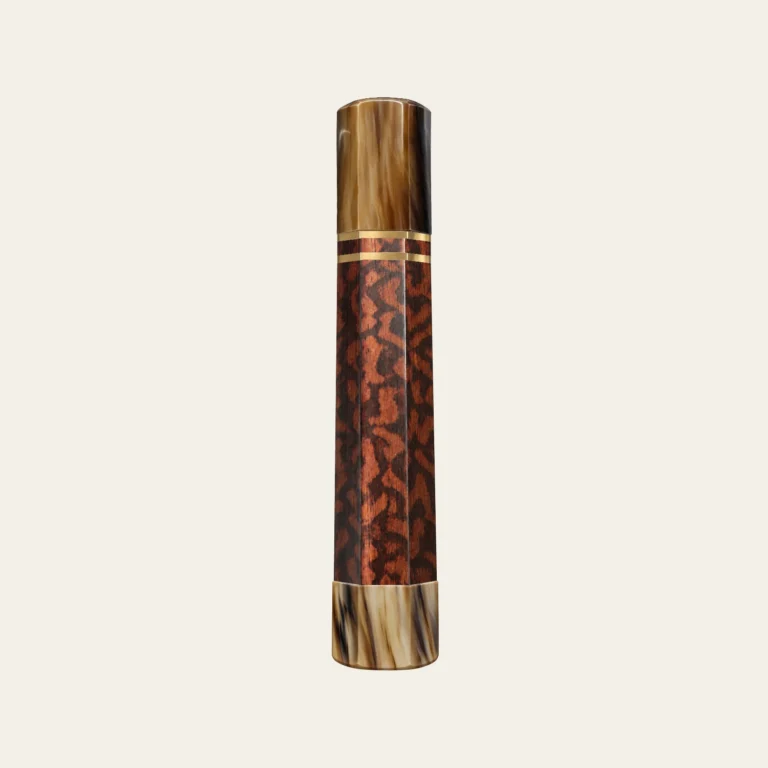 Snakewood & Marbled Buffalo Horn Wa Handle with 2 Brass Rings 1.5 mm and Marbled Horn End Cap