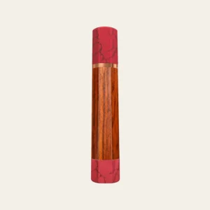 Huong (Padauk) & Pink Coral Wa Handle with Red Copper Ring 3 mm and Pink Coral End Cap