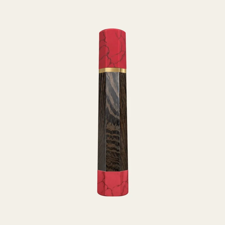 Wenge & Pink Coral Wa Handle with Brass Ring 3 mm and Pink Coral End Cap