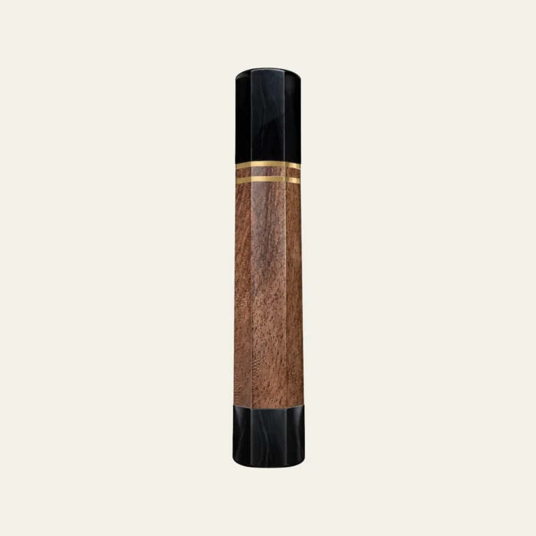 Walnut & Black Buffalo Horn Wa Handle with 2 Brass Rings 1.5 mm and Horn End Cap