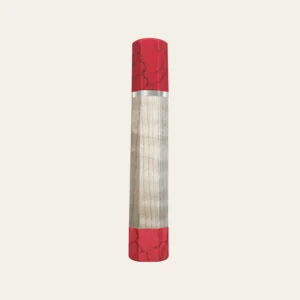 Curly Maple & Pink Coral Wa Handle with White Nickel Ring 3 mm and Pink Coral End Cap