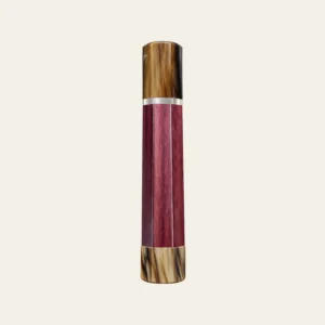 Purpleheart & Marbled Buffalo Horn Wa Handle with White Nickel Ring 3 mm and Marbled Horn End Cap