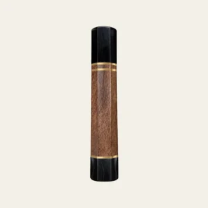 Walnut & Black Buffalo Horn Wa Handle with 2 Brass Rings 1.5 mm, Brass End Ring 1.5 mm and Horn End Cap