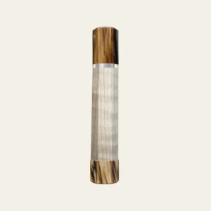 Curly Maple & Marbled Buffalo Horn Wa Handle with White Nickel Ring 3 mm and Marbled Horn End Cap