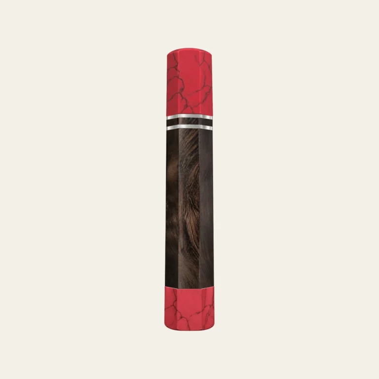African Blackwood & Pink Coral Wa Handle with 2 White Nickel Rings 1.5 mm and Pink Coral End Cap