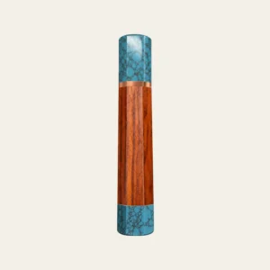 Huong (Padauk) & Turquoise Wa Handle with Red Copper Ring 3 mm and Turquoise End Cap