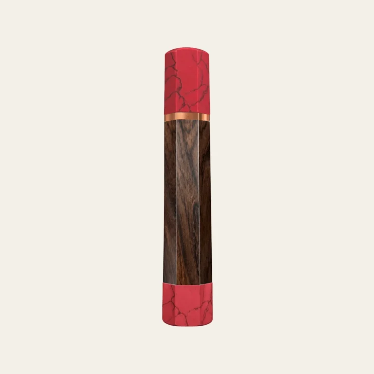 Rosewood & Pink Coral Wa Handle with Red Copper Ring 3 mm and Pink Coral End Cap