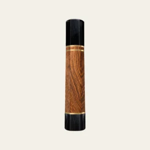 Bocote & Black Buffalo Horn Wa Handle with 2 Brass Rings 1.5 mm, Brass End Ring 1.5 mm and Horn End Cap