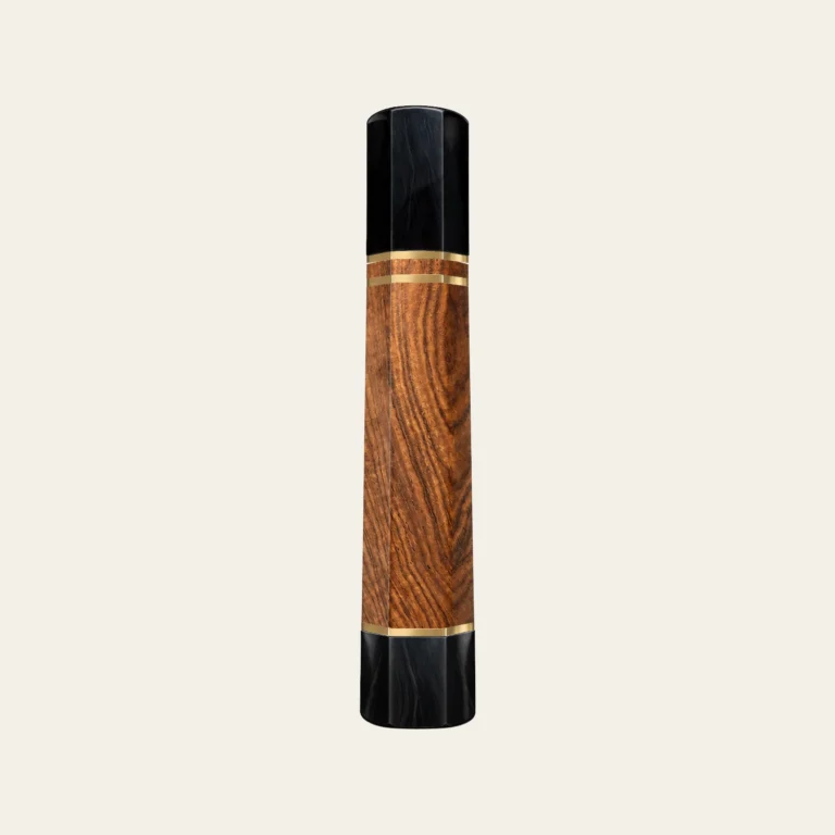 Bocote & Black Buffalo Horn Wa Handle with 2 Brass Rings 1.5 mm, Brass End Ring 1.5 mm and Horn End Cap