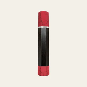 Ebony & Pink Coral Wa Handle with White Nickel Ring 3 mm and Pink Coral End Cap