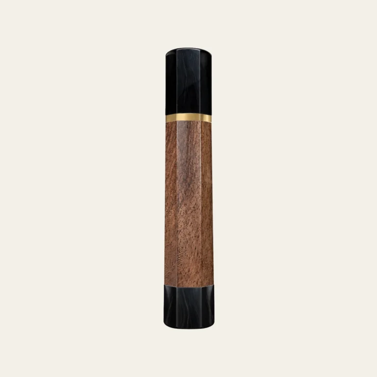 Walnut & Black Buffalo Horn Wa Handle with Brass Ring 3 mm and Horn End Cap