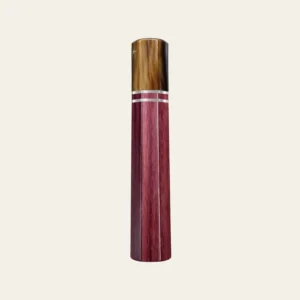 Purpleheart & Marbled Buffalo Horn Wa Handle with 2 White Nickel Rings 1.5 mm