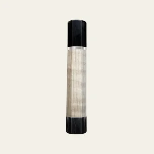 Curly Maple & Black Buffalo Horn Wa Handle with White Nickel Ring 3 mm and Horn End Cap