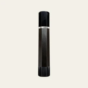 Ebony & Black Buffalo Horn Wa Handle with White Nickel Ring 3 mm and Horn End Cap