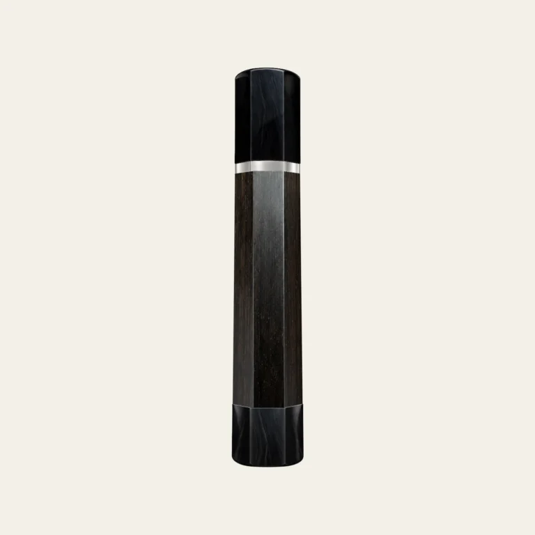 Ebony & Black Buffalo Horn Wa Handle with White Nickel Ring 3 mm and Horn End Cap