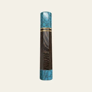 Wenge & Turquoise Wa Handle with 2 Brass Rings 1.5 mm and Turquoise End Cap