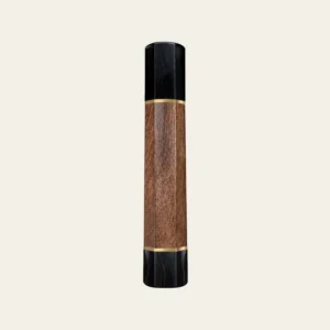 Walnut & Black Buffalo Horn Wa Handle with Brass Ring 1.5 mm, Brass End Ring 1.5 mm and Horn End Cap