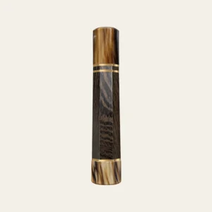 Wenge & Marbled Buffalo Horn Wa Handle with 2 Brass Rings 1.5 mm, Brass End Ring 1.5 mm and Marbled Horn End Cap