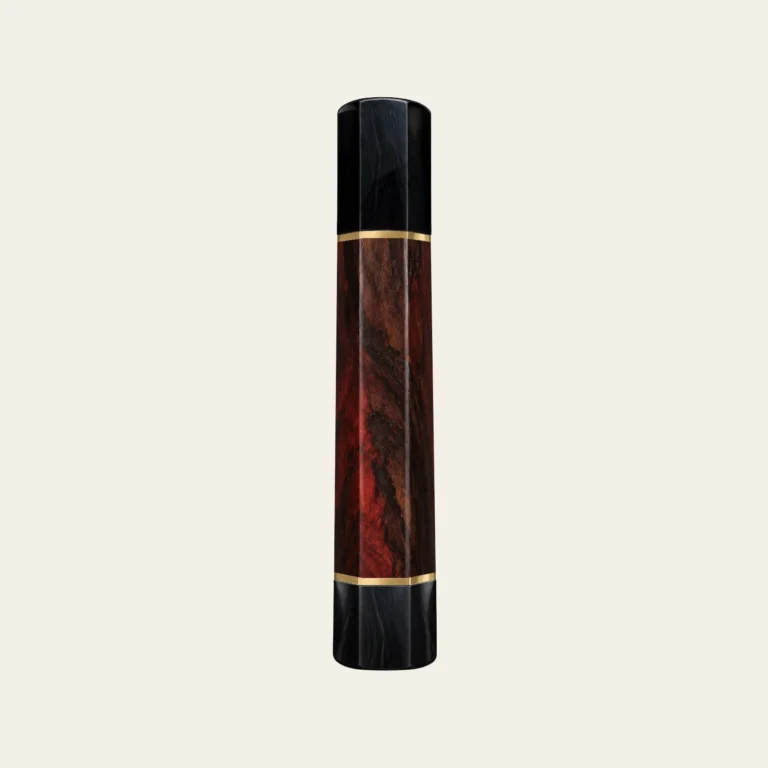 Siamese Rosewood & Black Buffalo Horn Wa Handle with Brass Ring 1.5 mm, Brass End Ring 1.5 mm and Horn End Cap