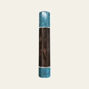 African Blackwood & Turquoise Wa Handle with White Nickel Ring 1.5 mm, White Nickel End Ring 1.5 mm and Turquoise End Cap