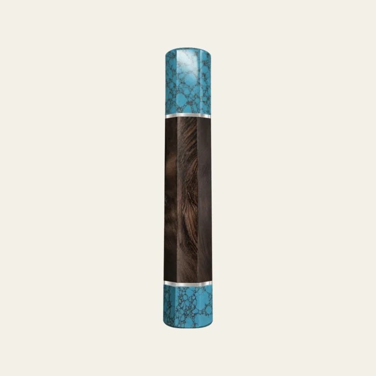 African Blackwood & Turquoise Wa Handle with White Nickel Ring 1.5 mm, White Nickel End Ring 1.5 mm and Turquoise End Cap