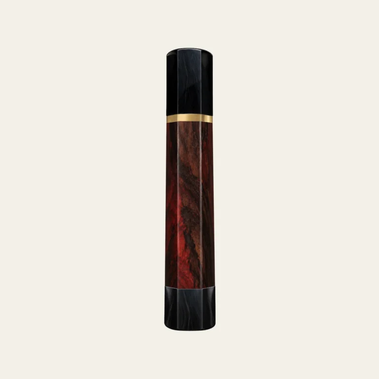 Siamese Rosewood & Black Buffalo Horn Wa Handle with Brass Ring 3 mm and Horn End Cap