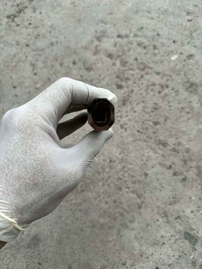 Octagonal Japanese wa handle closeup showing size and facet reference