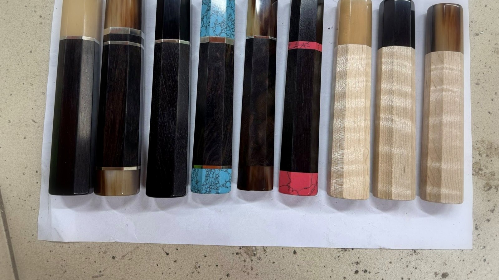 Handle balance comparison with finished wa handles and measuring marks